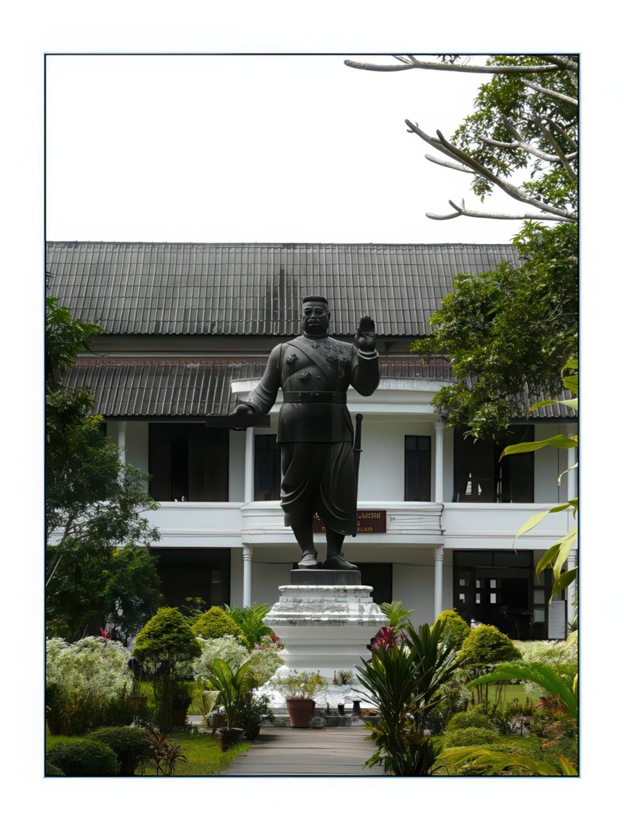 Imposante statue de bronze du roi Sisavang Vong.