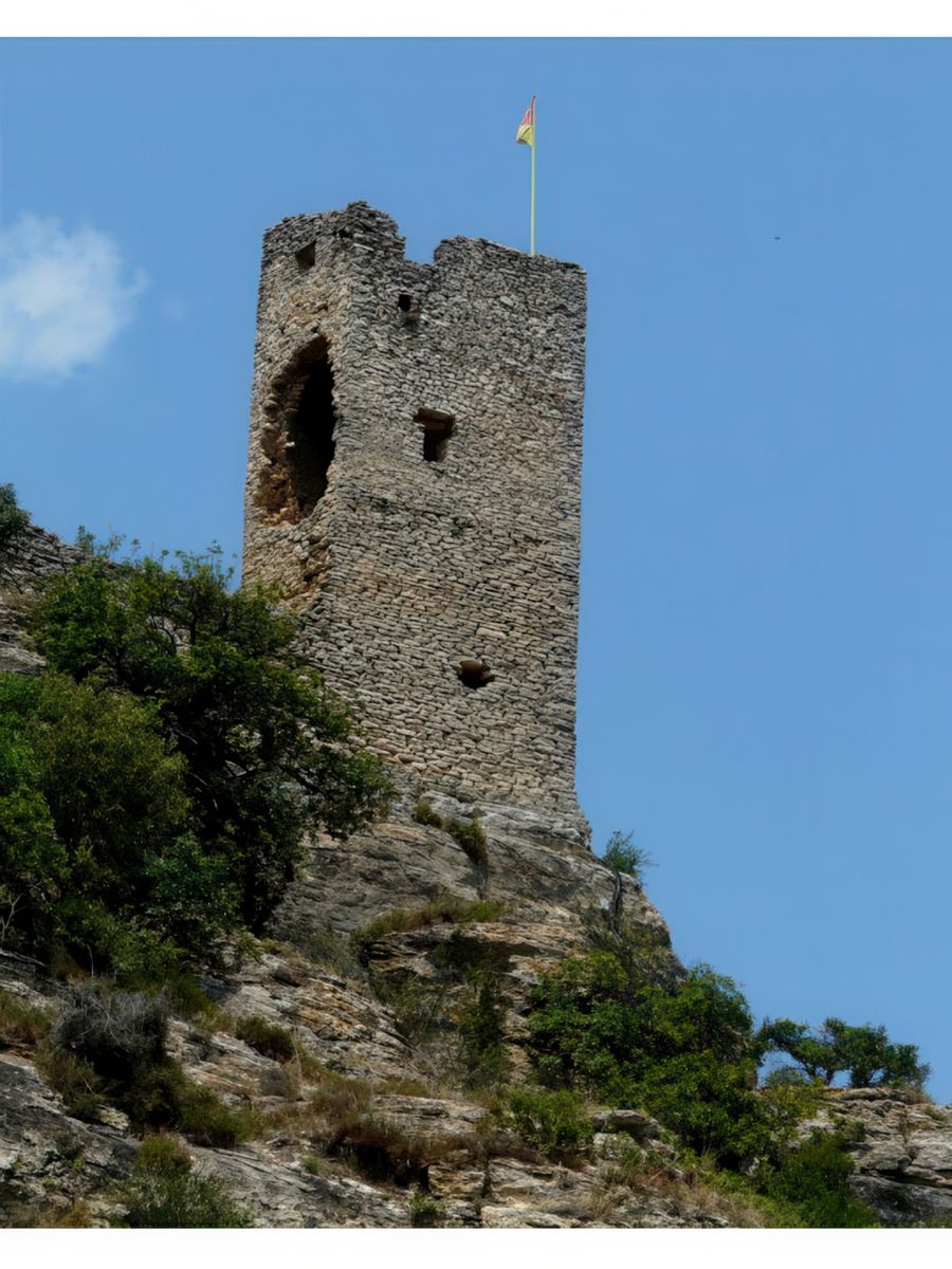 Le drapeau rouge et jaune, aux couleurs de la Provence, flotte sur la citadelle.