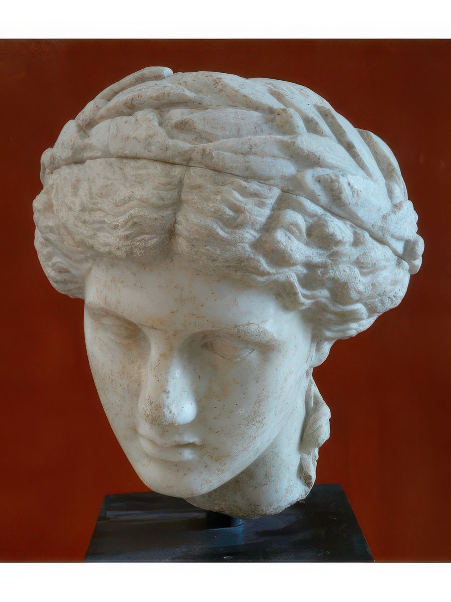 Original de la tête d'Apollon lauré en marbre blanc, IIe siècle ap. JC.