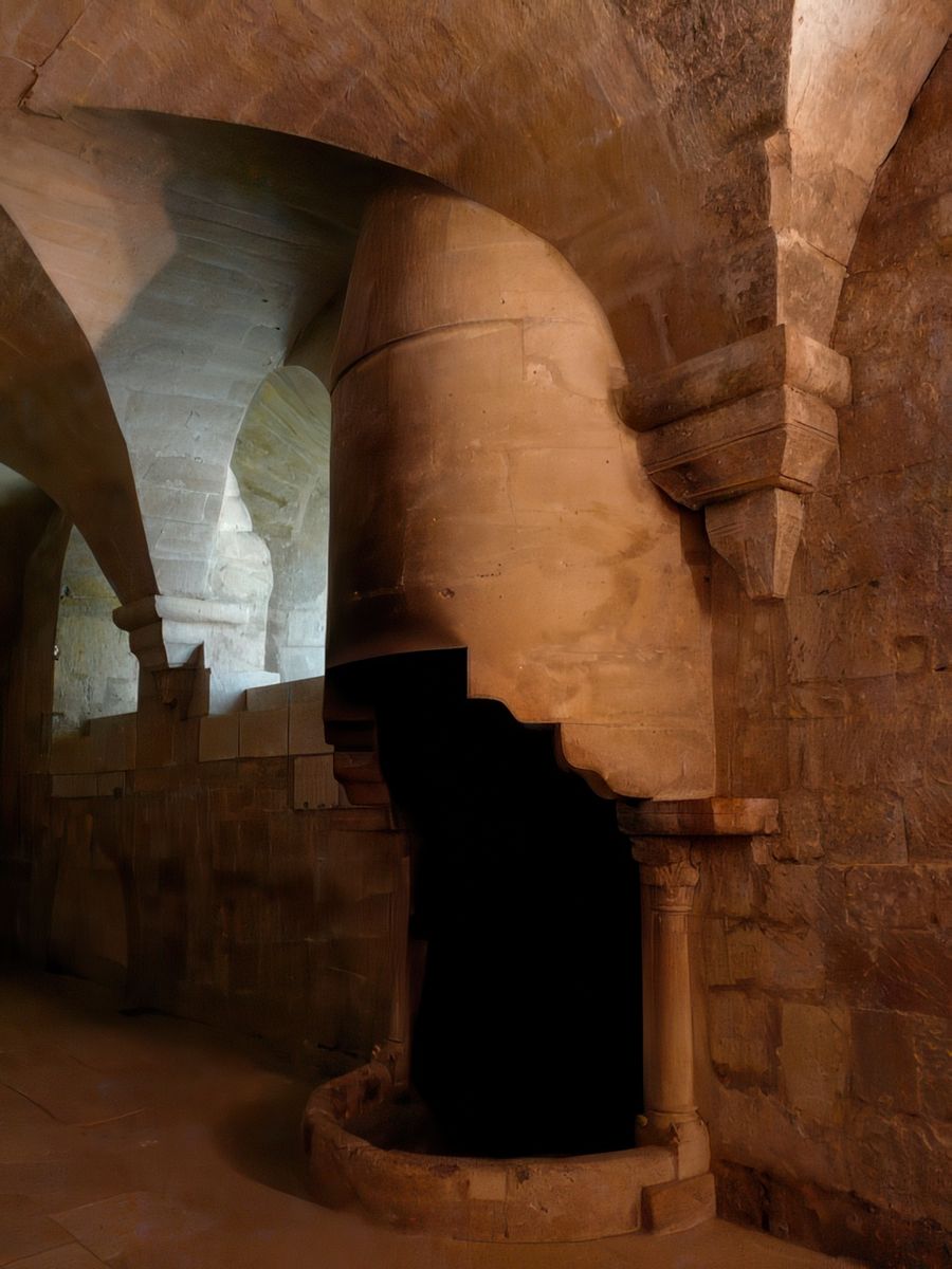 La cheminée du chauffoir appelé aussi la salle des moines. C'est dans cette salle que les moines venaient travailler, écrire car c'était l'unique pièce chauffée du monastère en dehors des cuisines.