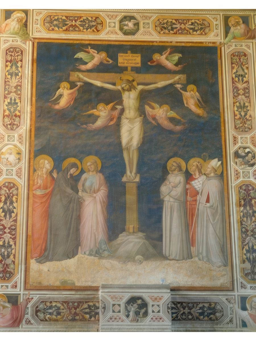 Fresques de la sacristie: Crucifixion par Taddeo Gaddi.