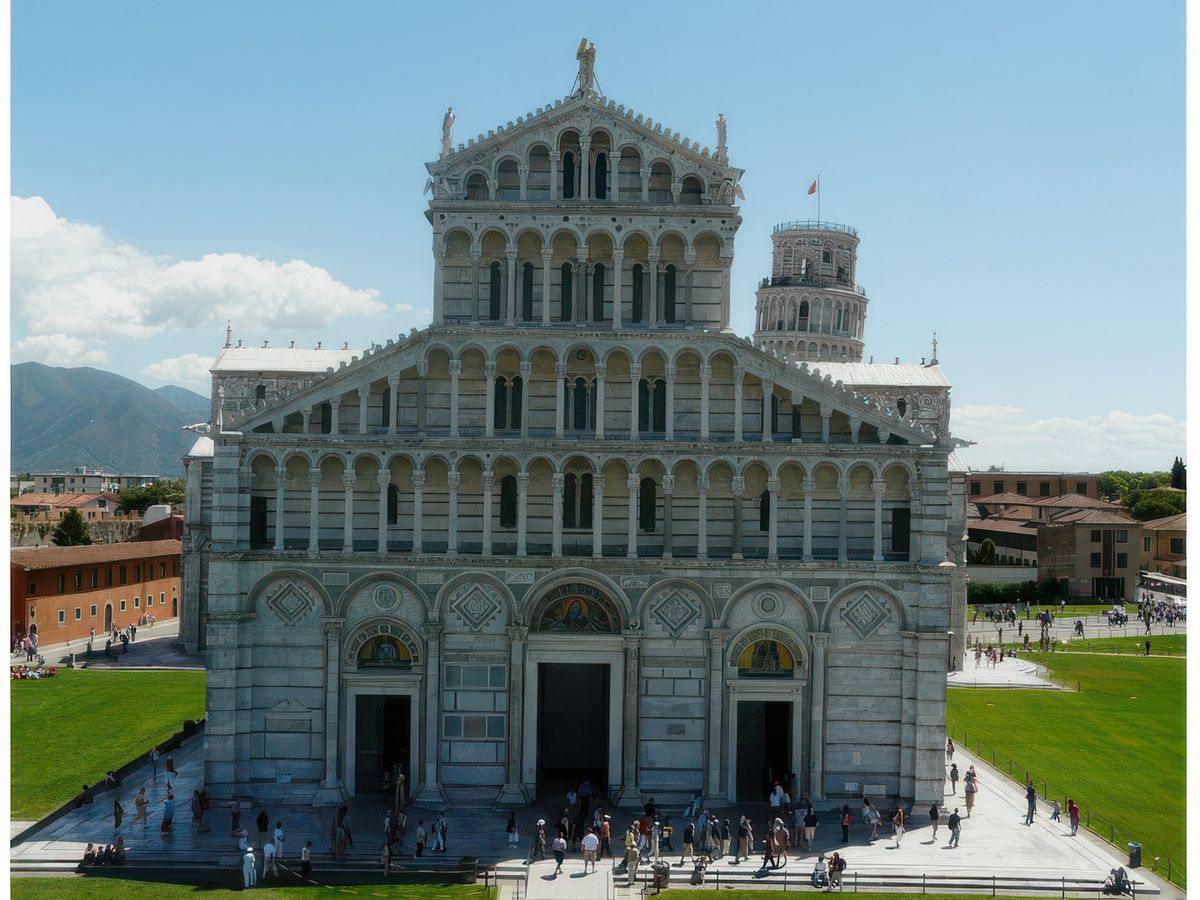 Vue sur la cathédrale, depuis le 1er étage du baptistère.
