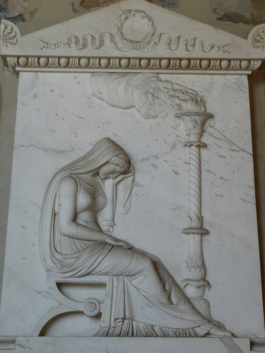 Sculpture d'un tombeau.
