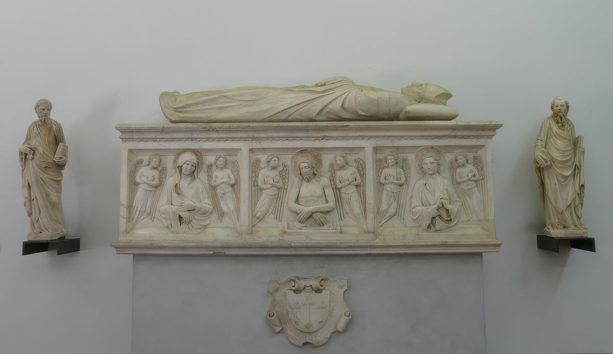 Monument funéraire en marbre de Carrare de l'archevêque de Pise Francisco Moricotti, de Nino Pisano (1363). (Museo dell'Opera del Duomo).