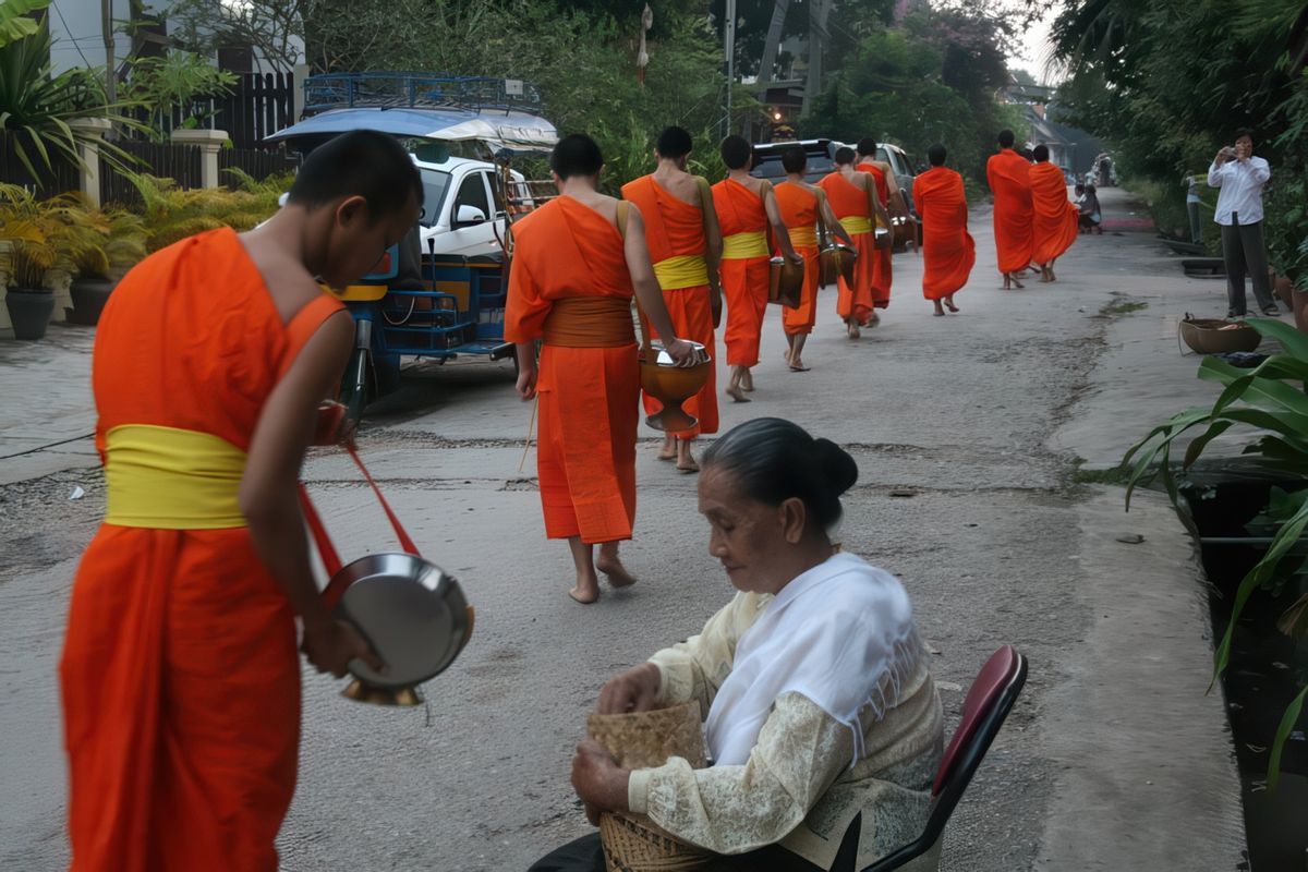 Le defilé des moines – Laos
