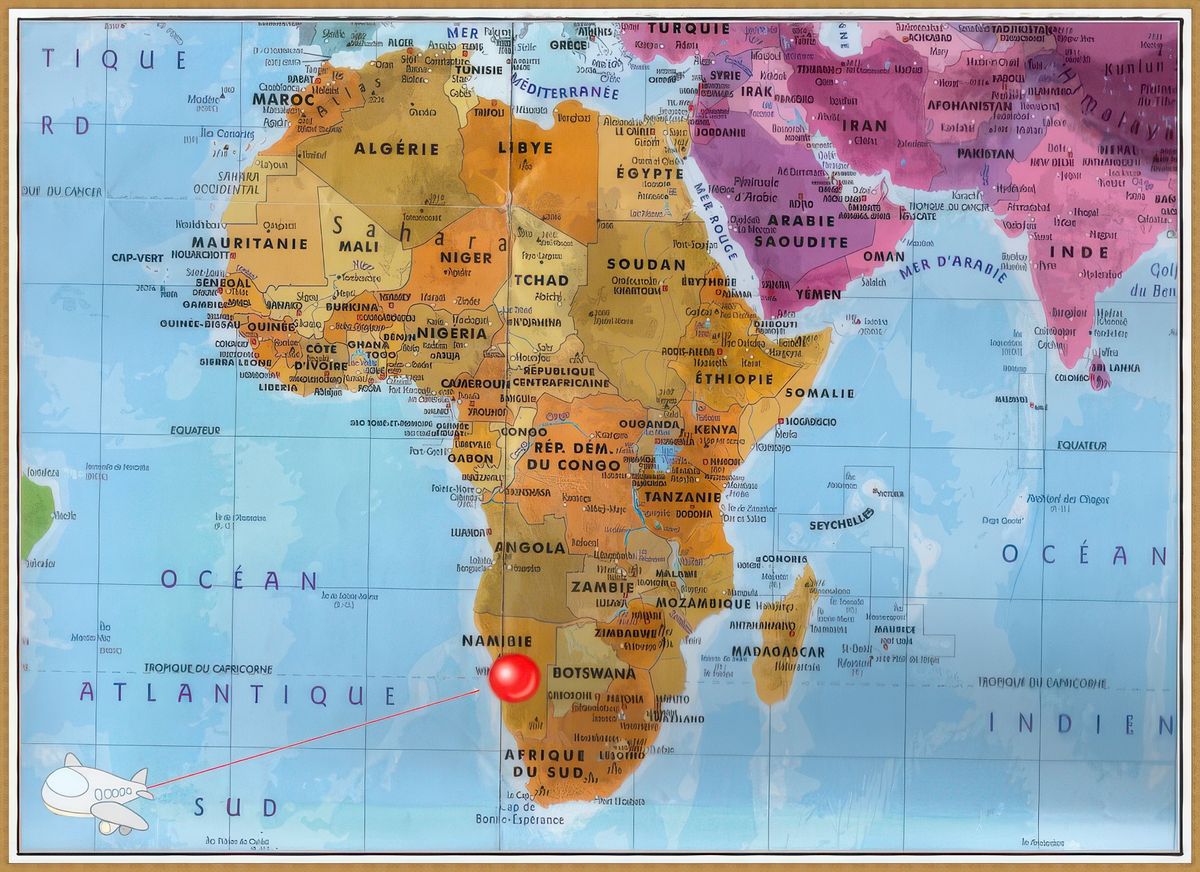 La Namibie, c'est tout en bas de l'Afrique