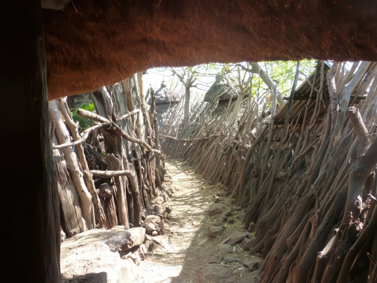 Le chemin principal qui traverse le village Konso.