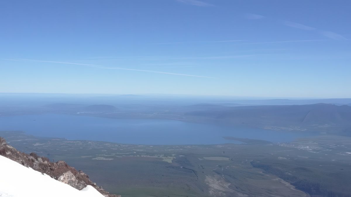 Le lac Villarica vu depuis le volcan