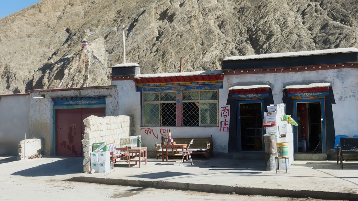 Sans doute pas habituée à ce que 8 touristes s'arrêtent pour consommer, la commerçante ravie nous sert et ressert du thé au beurre de yak bien parfumé mais un peu écoeurant.