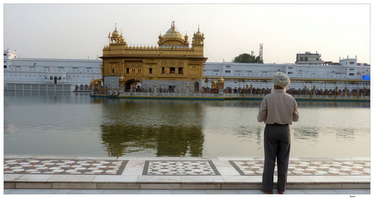 Dès qu'ils arrivent en face du temple, les sikhs se prosternent et prient, d'autres font leurs ablutions dans le bassin de Nectar, face au Temple d’Or.