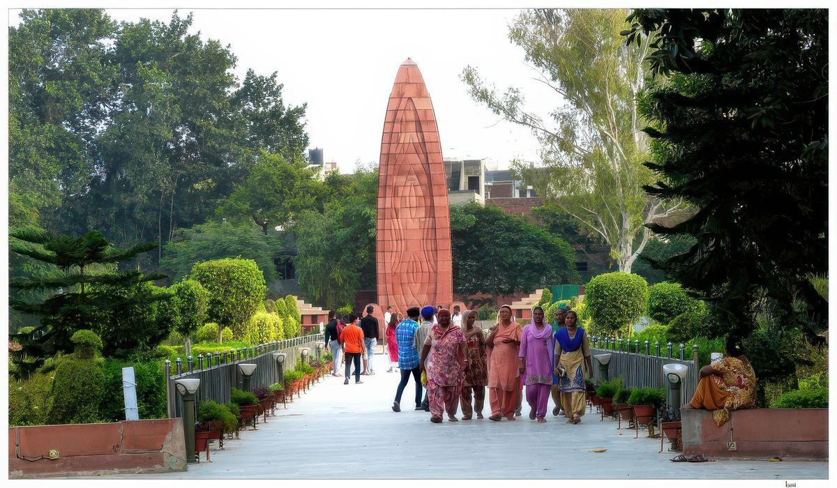 Devant le mémorial du massacre, des femmes portent le costume traditionnel, le salwar, un pantalon large qui s’attache à la taille et se resserre aux chevilles. Il se porte avec une tunique longue ou courte qui s’appelle kameez.