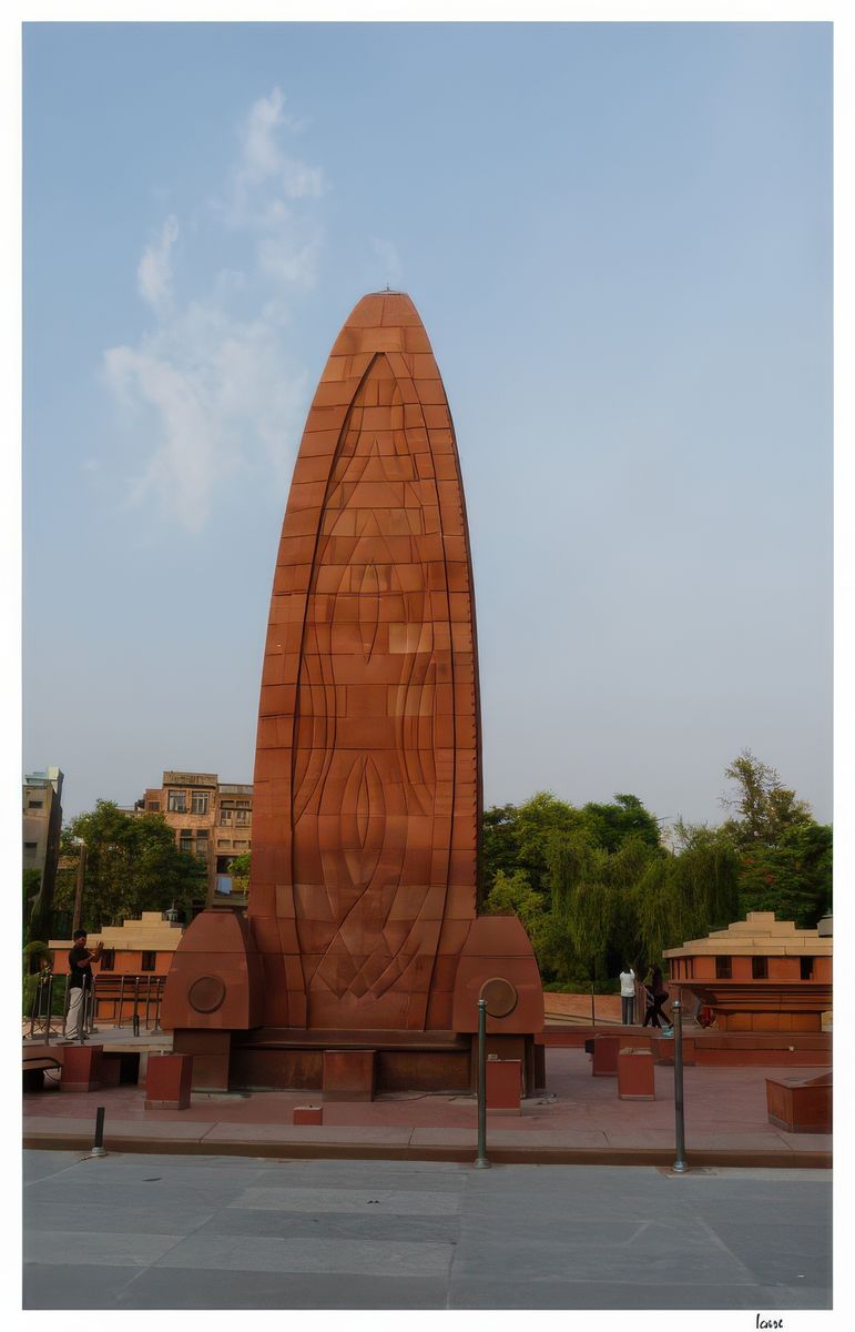 Le mémorial du massacre, en gré rose, représente une flamme.
