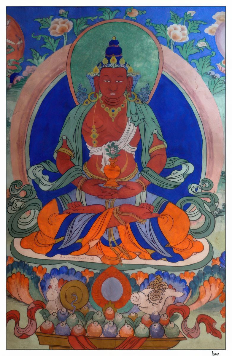Une des nombreuses fresques du Bouddha.