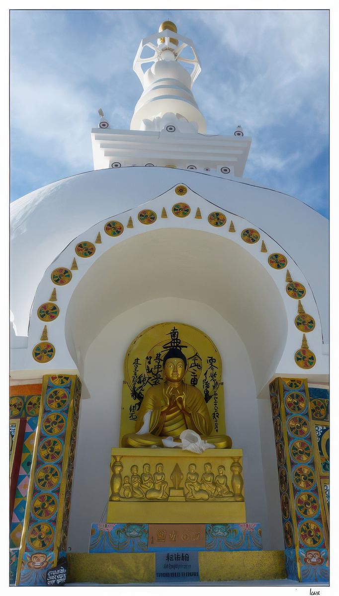 Aux quatre points cardinaux, une représentation du Bouddha.