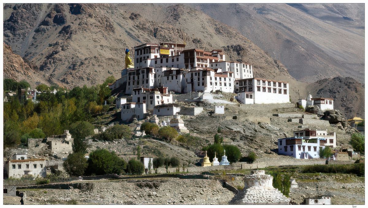 Le monastère de Likir ("le cercle de l'esprit des eaux") est construit selon l'architecture ladakhi type, c'est à dire sur une hauteur ou une corniche dominant un village. Sa partie supérieure abrite les temples (thakhang), la grande salle d'assemblée (dukhang) et le temple des divinités tutélaires "terrifiantes" (gonkhang). Les habitations des moines s'échelonnent sur le flanc de la montagne.