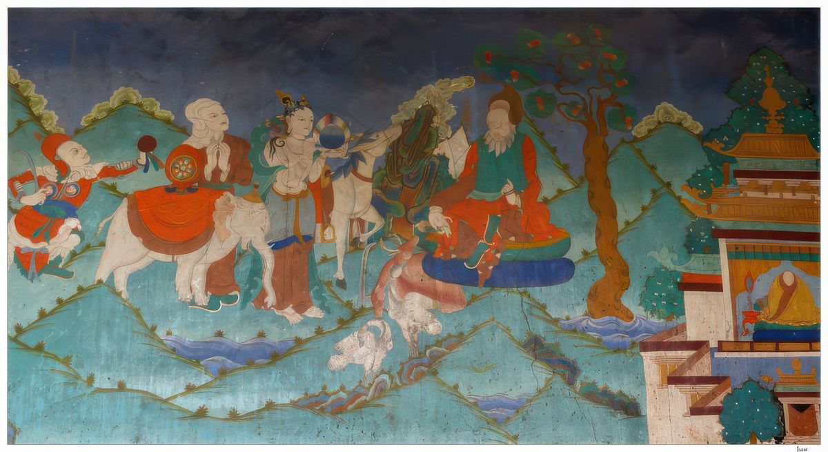 Une salle présente toute la vie du Bouddha sous forme de fresques didactiques.