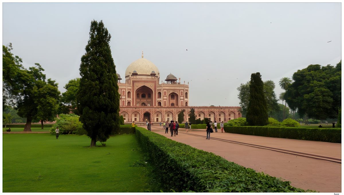 Première tombe-jardin du sous-continent indien, c'est le premier édifice de cette taille à être construit en grès rouge. Son jardin de style perse est alors inédit en Inde et marque les progrès de l'art moghol, qui atteindra son apogée avec un autre mausolée, le Taj Mahal, inspiré de celui de Humayun.
