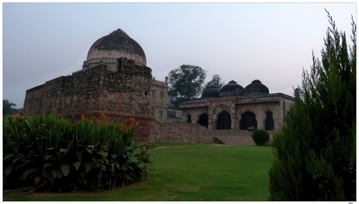 Au milieu des jardins se trouve le Bara Gumbad ("Grand Dôme"), il se compose d'un grand dôme, une passerelle à une masjid à trois dômes ( mosquée ) Tous deux construits en 1494 sous le règne de Sikander Lodi, Les jardins sont très beaux, profusions de fleurs, d'arbres dans lesquels nichent de beaux oiseaux.