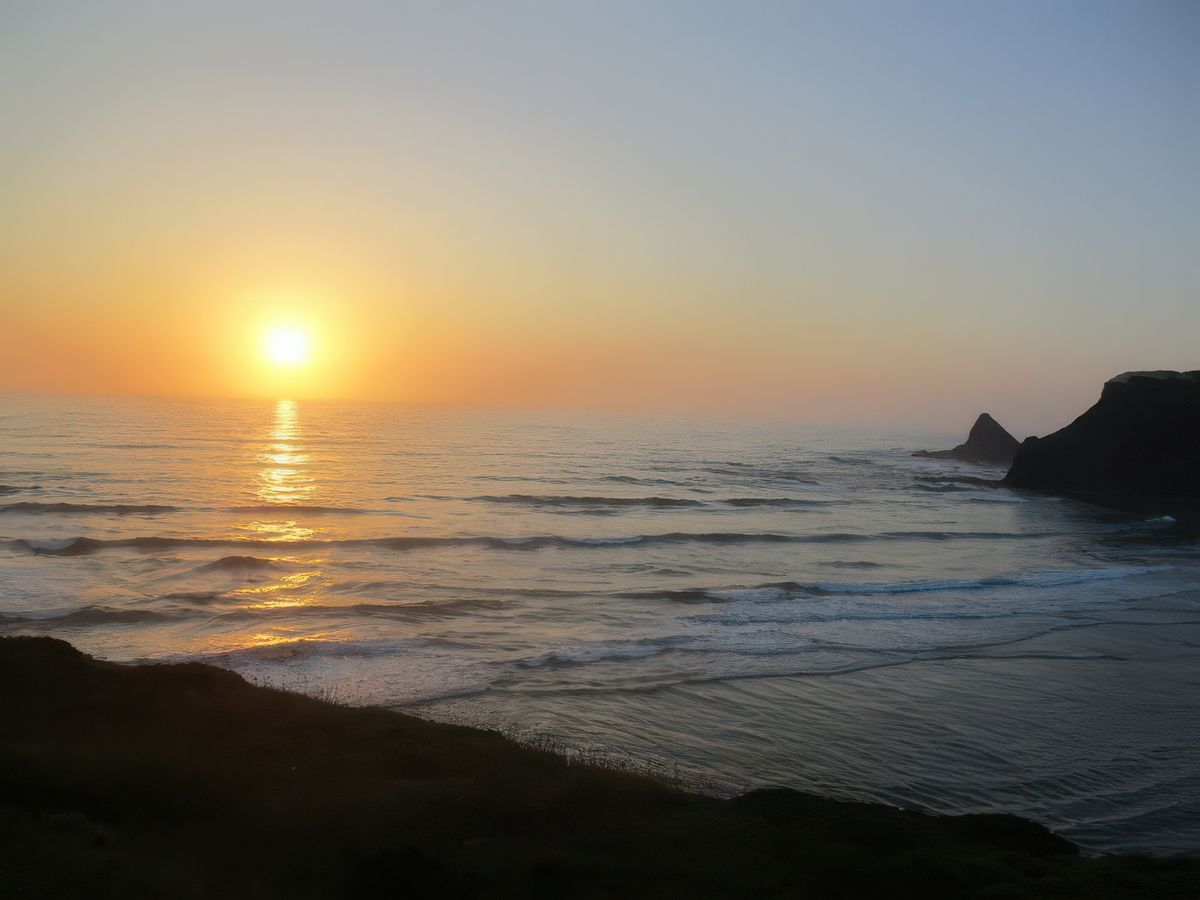 Odeceixe: coucher de soleil sur l'océan.