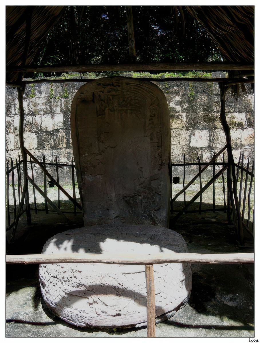Les nombreuses stèles dressées devant les pyramides et les temples ont une importance cruciale pour tous les archéologues. Elles permettent le plus souvent (quand elles sont lisibles) de retracer la généalogie des lignées dynastiques, chacune étant généralement levée pour le jubilé du roi qui apparait sur l'un des faces de la stèle.