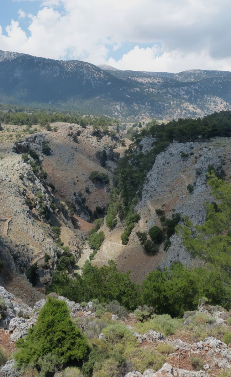 Sur le côté de la route on peut admirer les gorges d'Aradena.