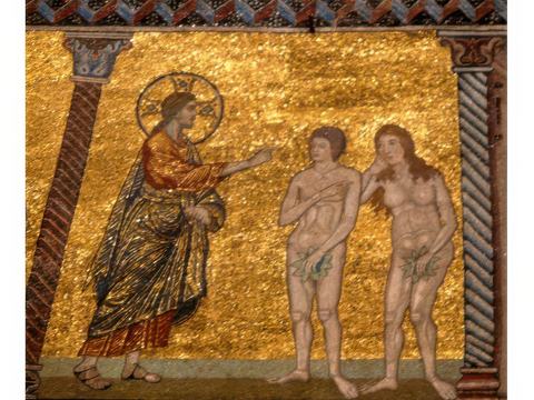 Adam et Eve grondés pour leur pêché.