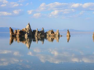 Mono Lake, en Californie. Proche de Lee Vining et de Yosemite. 
Ces "Tufas" formations calcaires qui sortent de l'eau, ont été crées par Dame nature mais ignorés jusqu'à ce que les hommes, en détournant quelques cours d'eau qui alimentent le lac (pour leur petits besoins personnels...direction Los Angeles...) fassent baisser le niveau de celui-ci!! Le lac a une très forte concentration en sel, et c'est une réaction chimique qui provoque ces calcifications.
Heureusement, les habitants du secteur se sont mobilisés afin que le niveau du lac se stabilise!