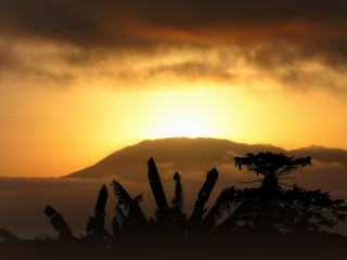 Matin de mai, à peine 6 heures sur la petite île de Brava (Cap Vert) alors que nous attendions notre aluguer pour rejoindre le port afin de voguer vers le nord de l'archipel. Avant d'embraser le ciel, le soleil escaladait le volcan de l'île voisine, Fogo, l'île du feu, si chère à mon coeur.