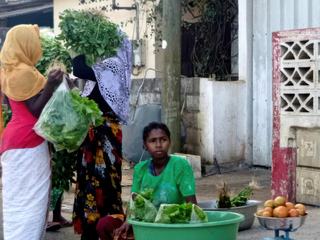 Économie de subsistance à Mayotte.
Sur le bord des routes, les pas de portes, les trottoirs des femmes ou des enfants vendent quelques fruits et légumes parfois cultivés, parfois ramassés en brousse, des brèdes aussi qui servent à nourrir les zebus ou à faire du mataba (feuilles cuites dans du lait de coco pour accompagner une viande). A l'heure des repas les Mamas Brochettis grillent dans un feu improvisé entre quelques cailloux des brochettes ou des mabawas (ailes de poulets) qu'elles vendent pour quelques euros.