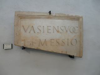Musée archéologique Théo-Desplans. Dédicade des Vasienses: "les habitants de Vaison-des-Voconses à Lucius Messius..."