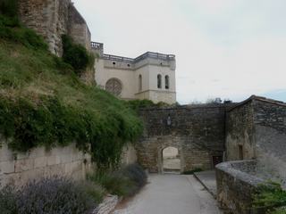 Dirigeons-nous vers la collégiale. Cette église date du XVIe siècle et fut restaurée au XVIIe siècle. Sa construction par le Baron Louis- Adhémar débute en 1535 et s'achève en 1539 date à laquelle le pape Paul III l'institue Collégiale Saint Sauveur et autorise l'introduction d'un chapitre de chanoines. Curiosité architecturale, remarquez la terrasse de la cour du puits qui sert de toit à la collégiale, construite en contrebas au XVIe siècle.