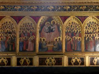 Polyptique de l'atelier de Giotto, représentant le Couronnement de la Vierge (Chapelle Baroncelli).