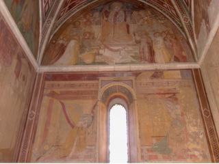 Fresques représentant l’histoire de San Galgano, œuvre d’Ambrogio Lorenzetti, réalisée entre 1334 et 1336.