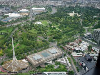 L'opéra de Melbourne, vue aérienne (du haut de Eureka Tower)