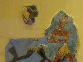 Fragments de la fresque appelée "Le capitaine des noirs" par Evans (1350-1300 avant J.-C.).
