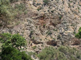On peut voir dans la montagne des grottes occupées par des ermites.